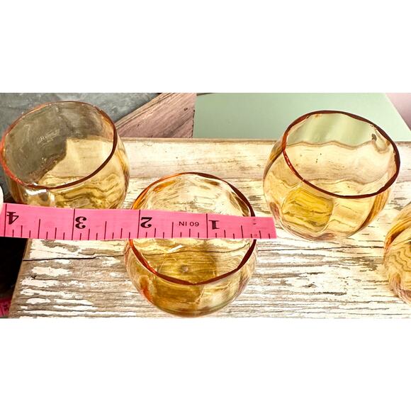 Gold Vintage Roly Poly Rocks Set of 5 Glasses - Picture 7 of 8